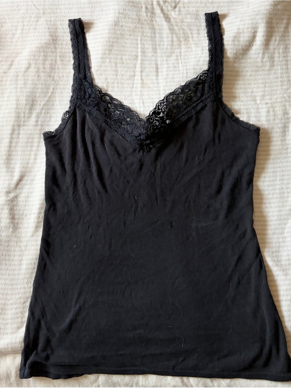 Vintage Express black lace cami tank top